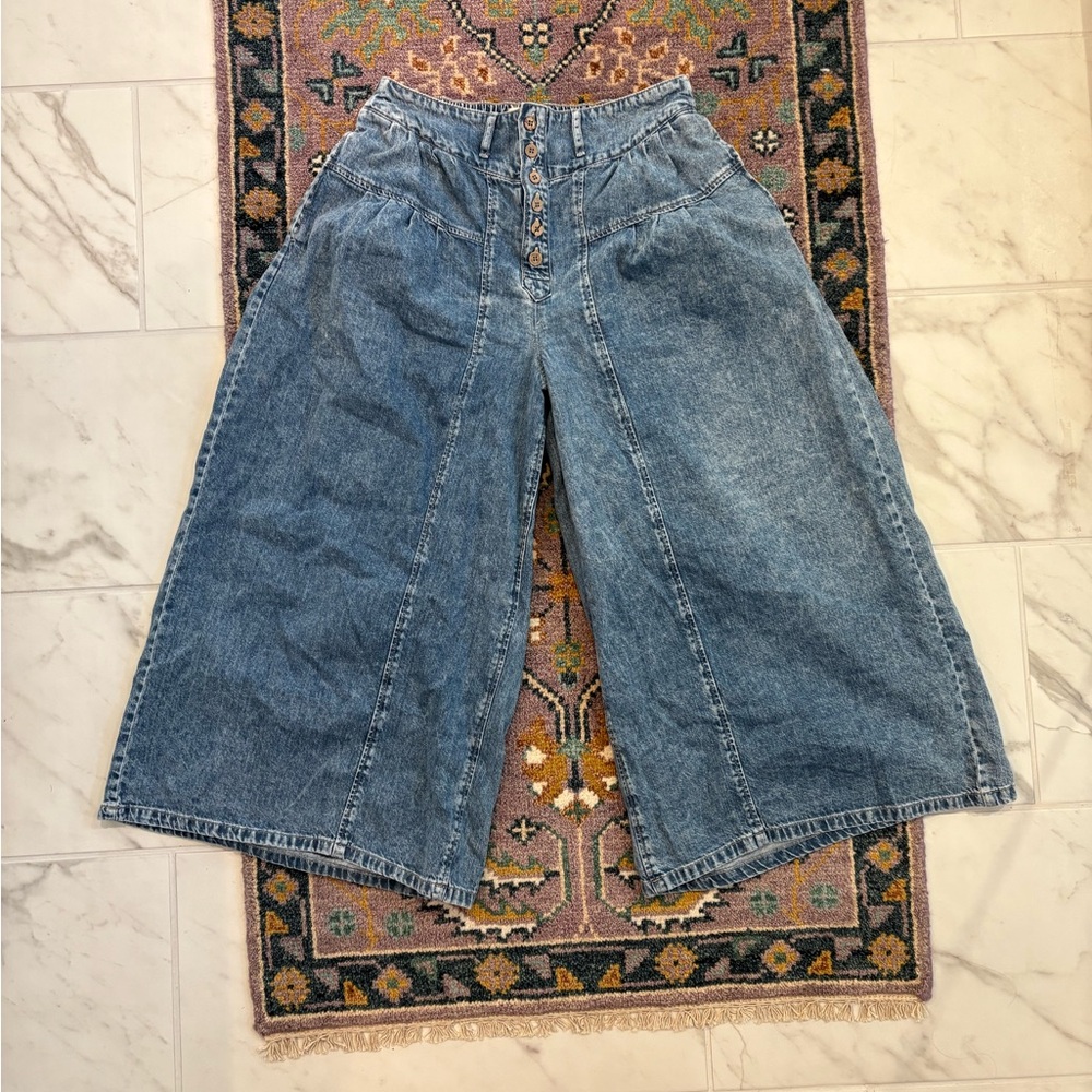 Free People We The Free Wide Leg Cropped Jeans Large